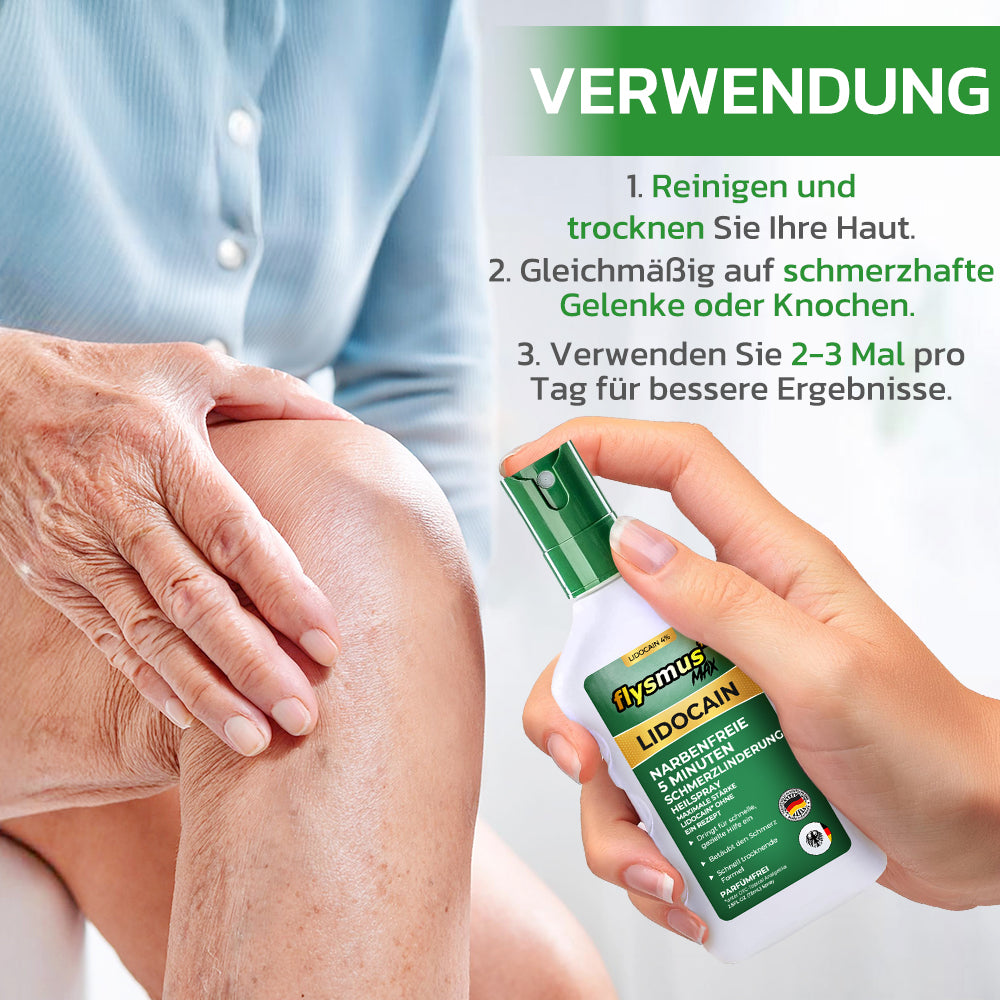 🇩🇪🌐Offizieller Shop: flysmus™ Lidocain 5-Minuten Schmerzlinderung Heilspray👨‍⚕️DGOU Genehmigt✅Reduzierung von Gelenkschwellungen, Schmerzen, Steifheit, Rötungen, Wärme, Empfindlichkeit und Gelenkermüdung